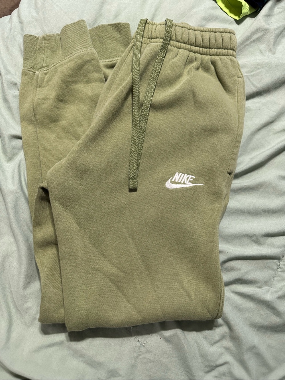 Nike men's  Olive Jogger Sweatpants with White Logo